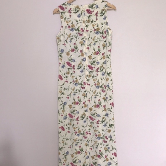 Vintage Em Elle sleeveless floral maxi dress size 8 cream - Picture 4 of 10